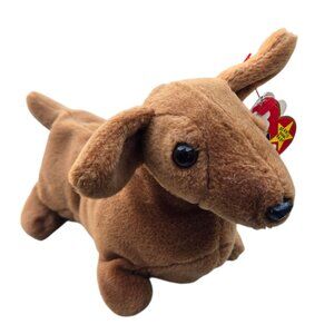 Ty Beanie Baby Original Weenie Brown Dachshund Plush Stuffed Dog 1995 Retired